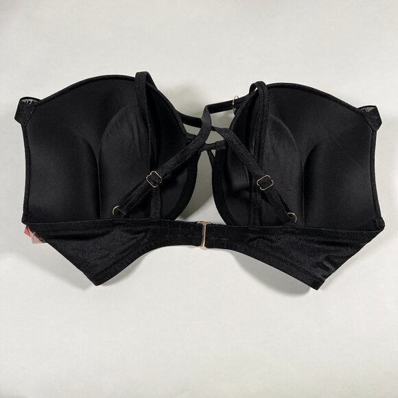 Victoria Secret 32C S Bombshell Push Up Top Bikini Set Shine Strap LOGO Black - Picture 10 of 15